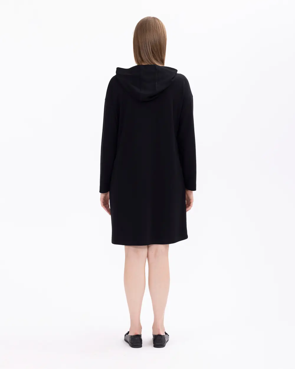 Büyük Beden Zincir Detaylı Kapüşonlu Elbise