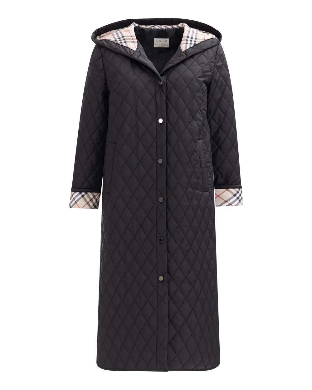 Büyük Beden Astarı Desenli Kapitone Kaban