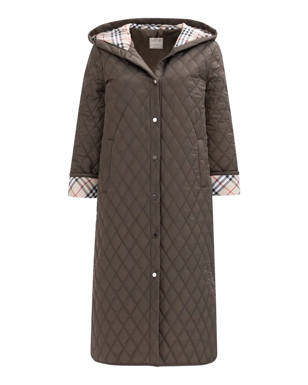 Büyük Beden Astarı Desenli Kapitone Kaban