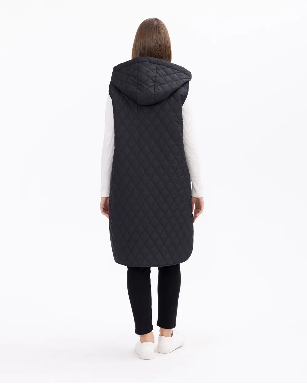 Büyük Beden Kapüşonlu Kapitone Yelek