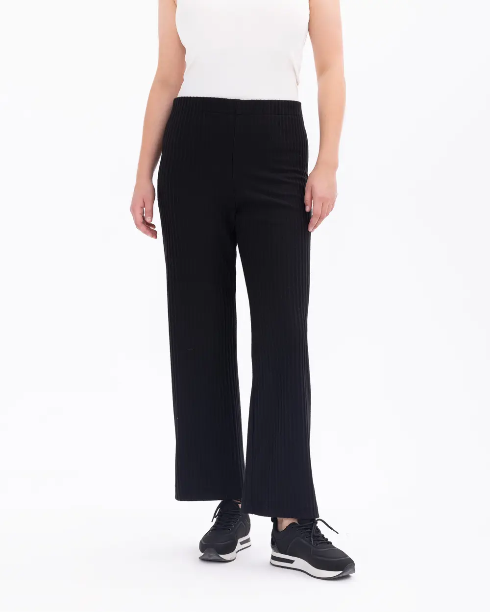 Plus Size Ribbed Relaxed Cut Trousers