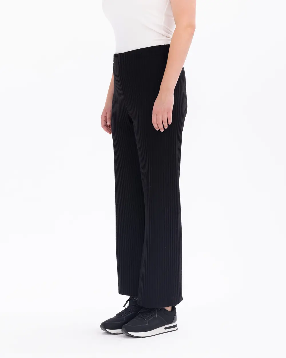 Plus Size Ribbed Relaxed Cut Trousers