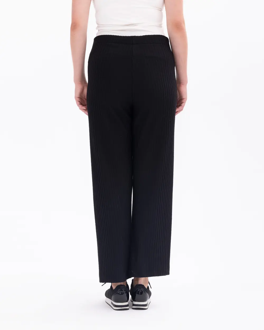 Plus Size Ribbed Relaxed Cut Trousers