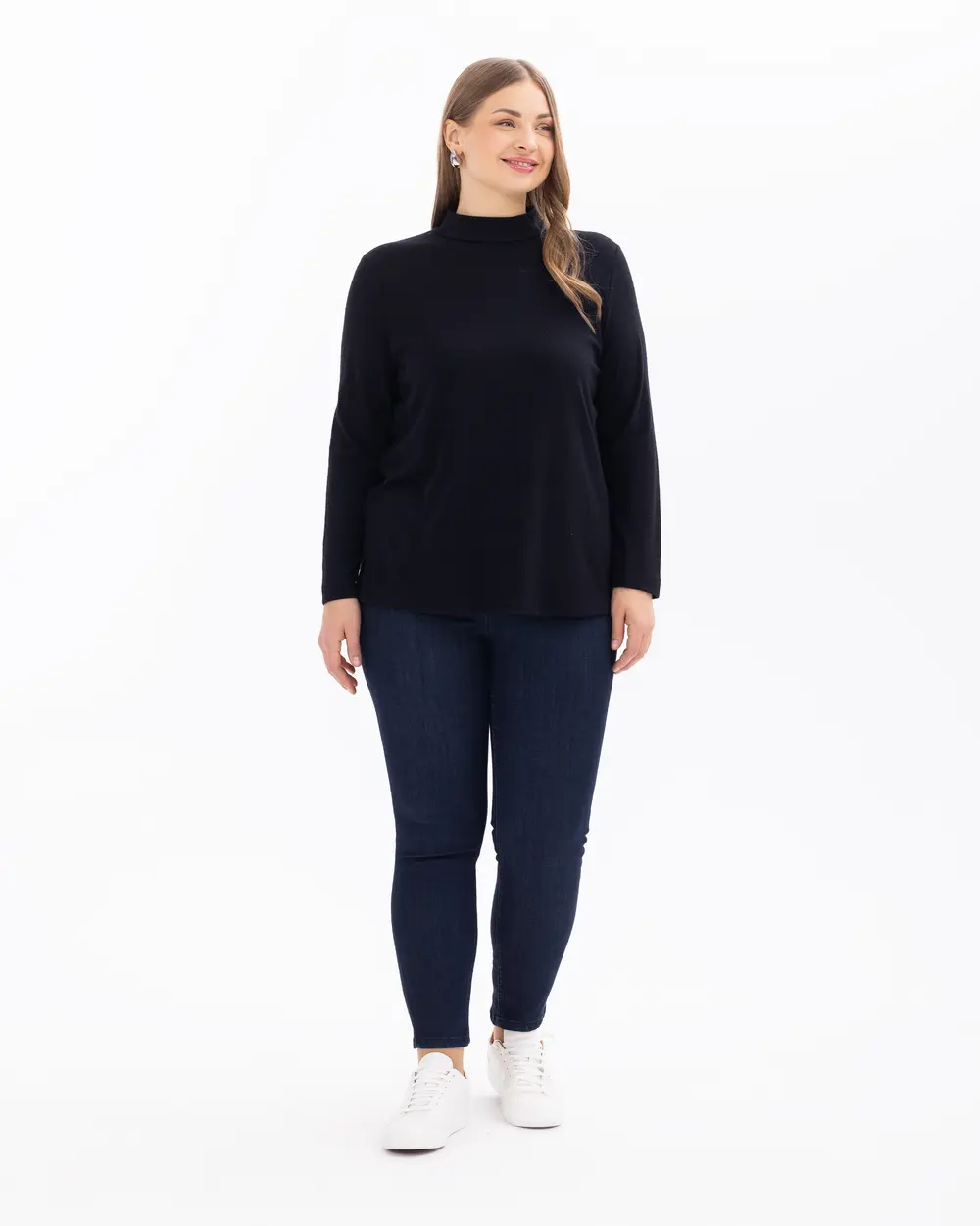plus size high collar blouse