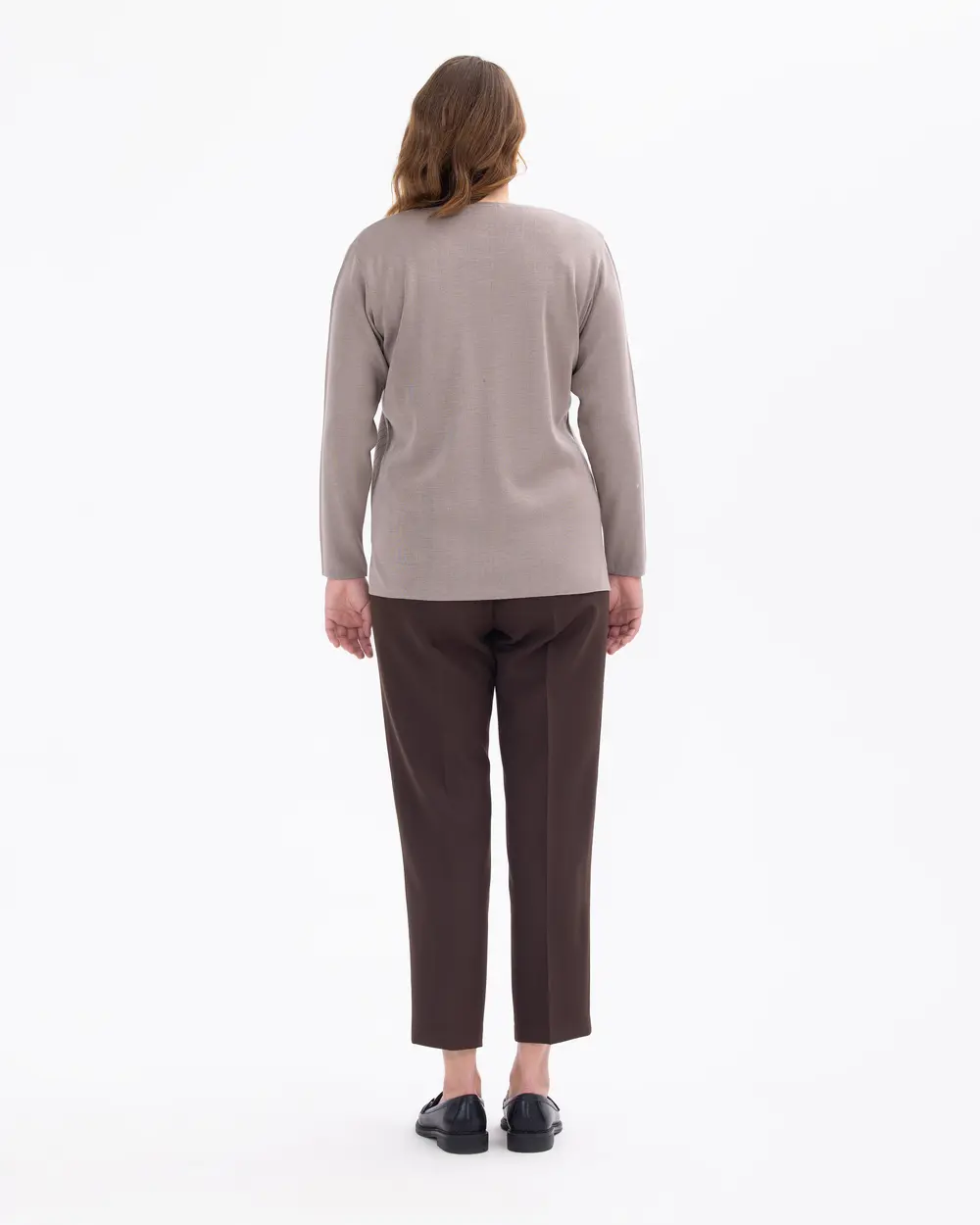 Büyük Beden Yuvarlak Yakalı Triko Bluz