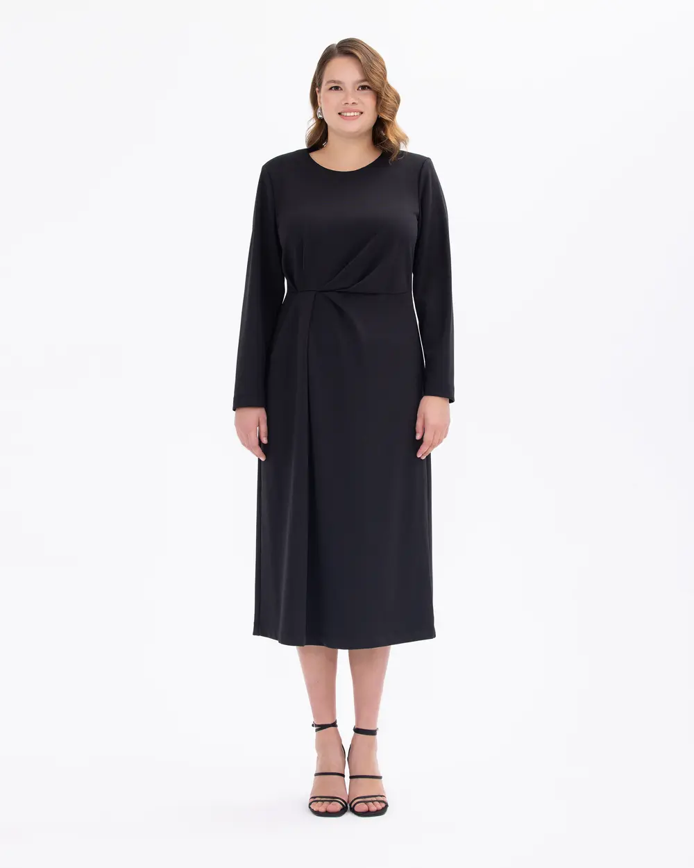 Plus Size Gathered Waist Midi Dress