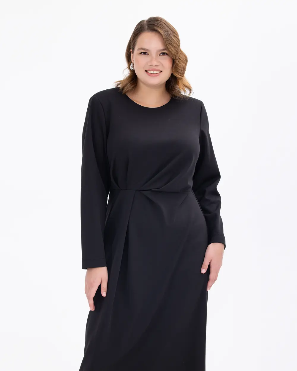 Plus Size Gathered Waist Midi Dress