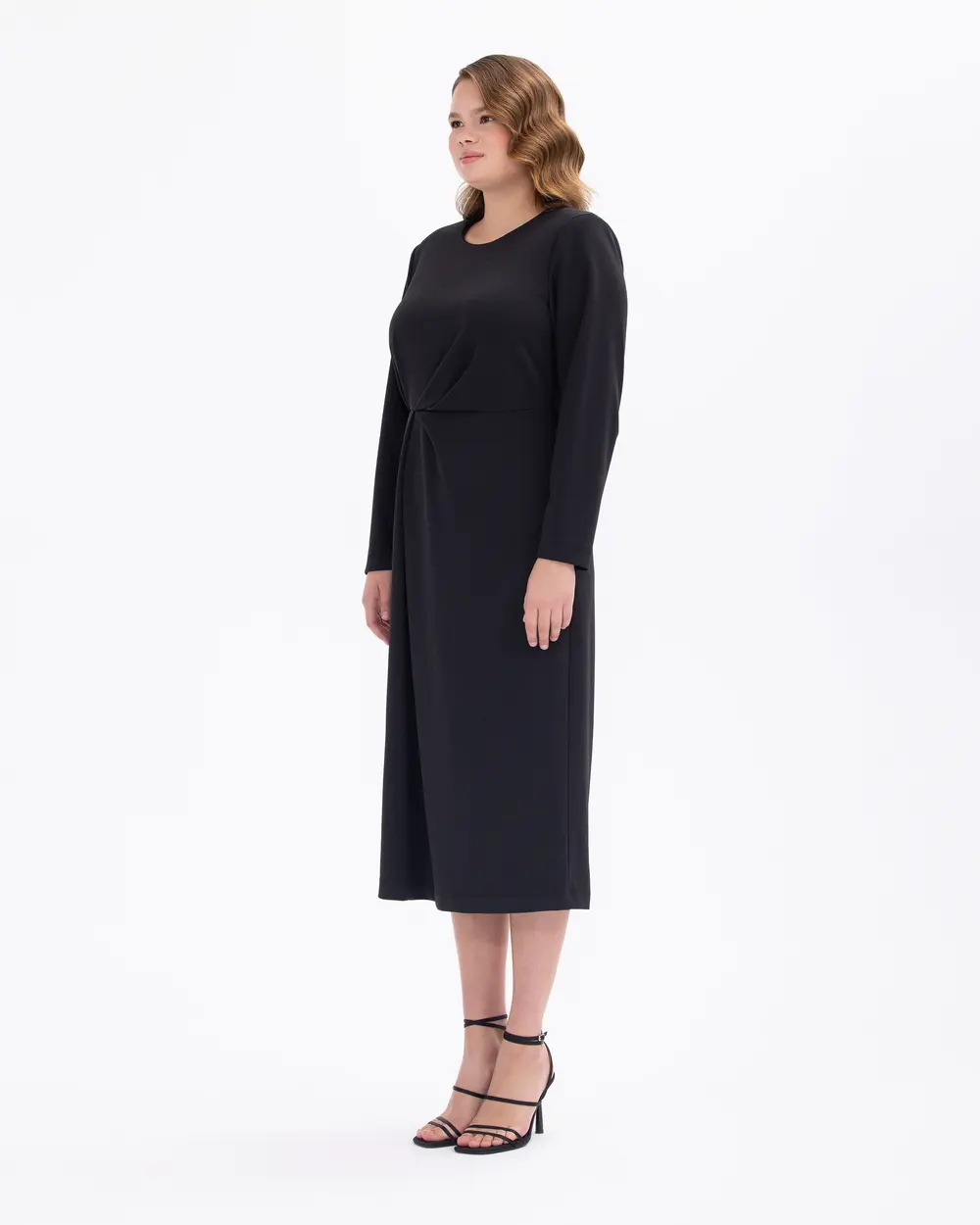 Plus Size Gathered Waist Midi Dress