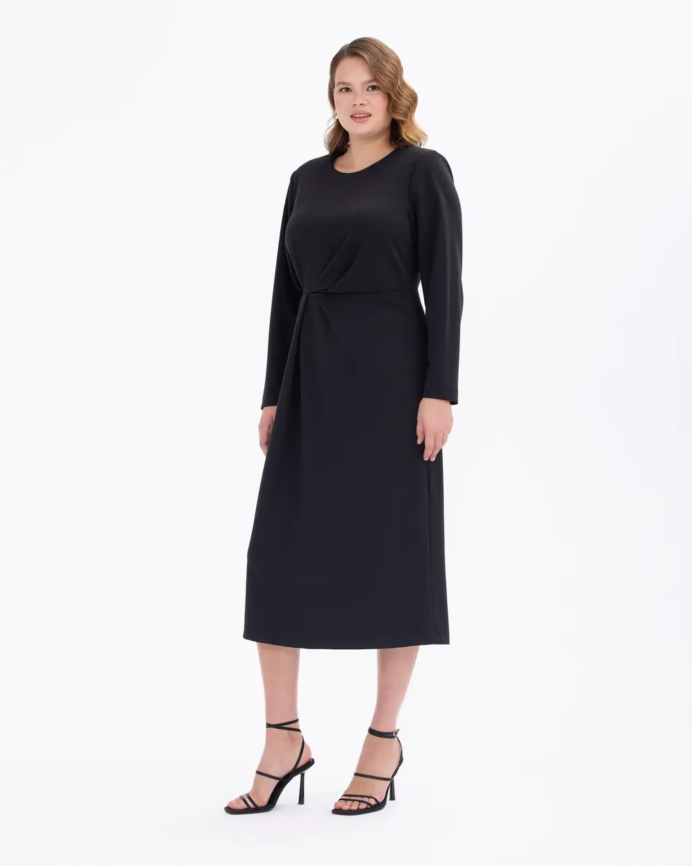 Plus Size Gathered Waist Midi Dress