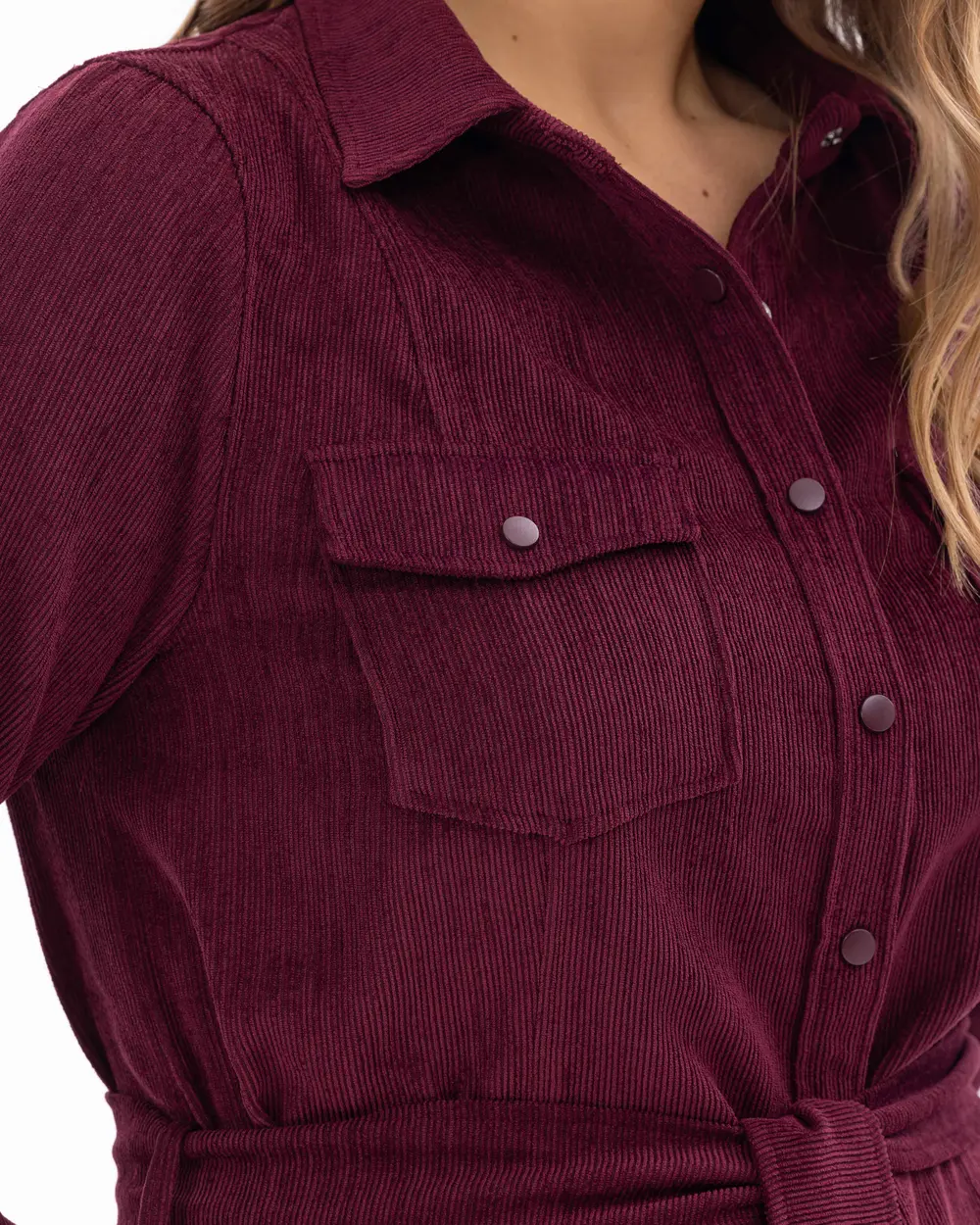 Büyük Beden Midi Boy Fitilli Kadife Elbise 