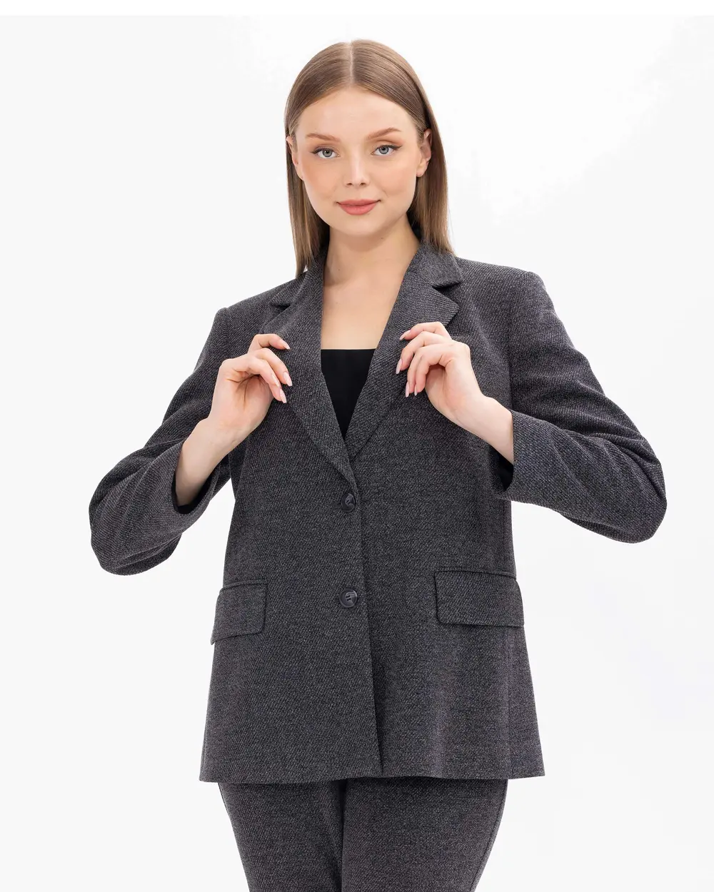 Plus Size Classic Cut Jacket with Pockets