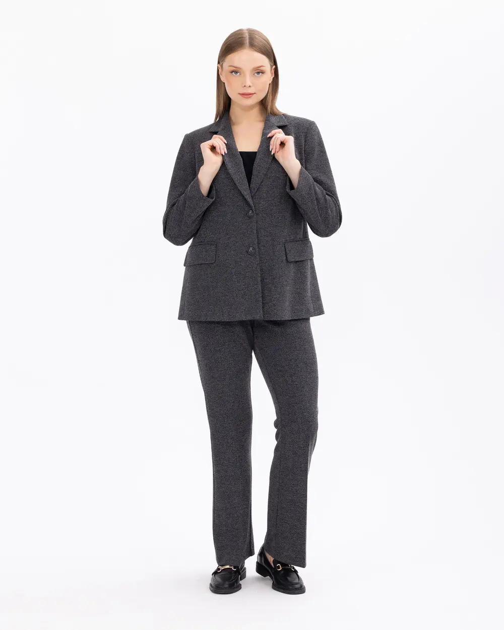 Plus Size Classic Cut Jacket with Pockets