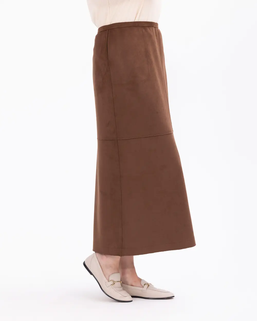 Plus Size A-Line Suede Skirt