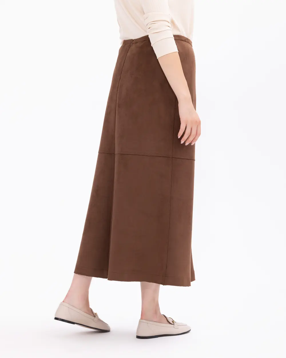 Plus Size A-Line Suede Skirt