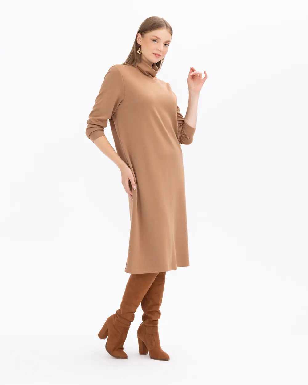 Büyük Beden Rahat Kesim Basic Triko Elbise