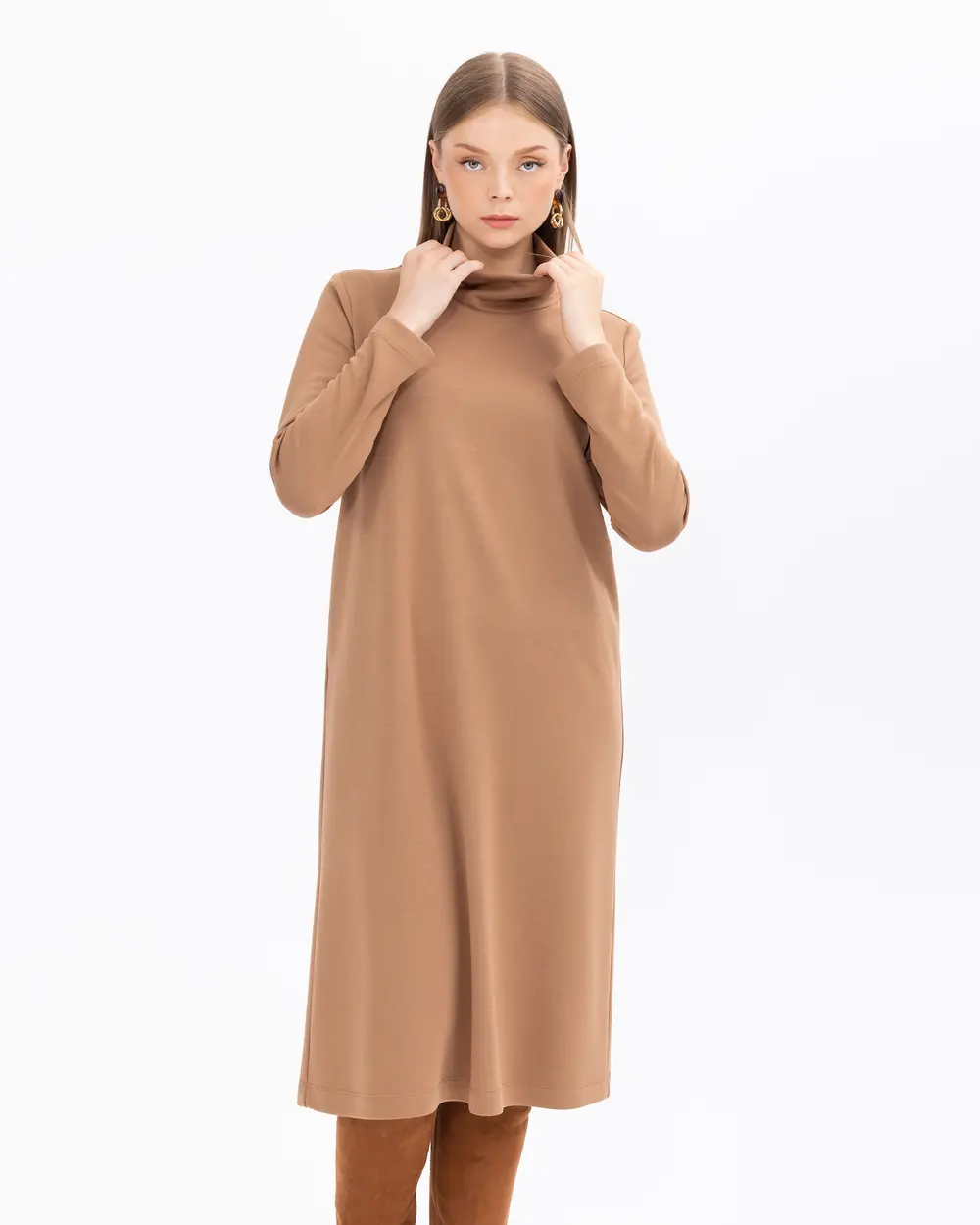 Büyük Beden Rahat Kesim Basic Triko Elbise