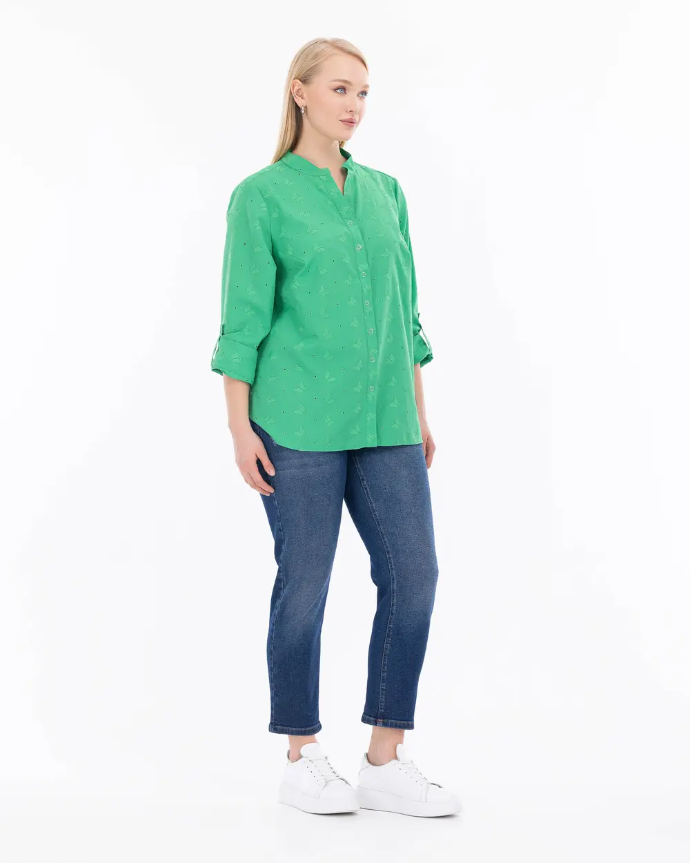 Büyük Beden Fistolu Uzun Kollu Gömlek