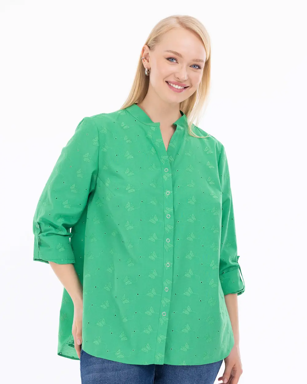 Büyük Beden Fistolu Uzun Kollu Gömlek