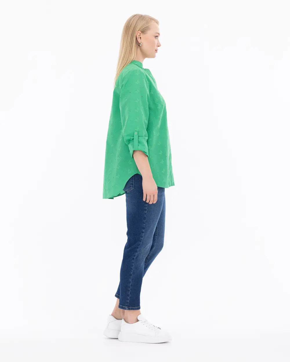 Büyük Beden Fistolu Uzun Kollu Gömlek