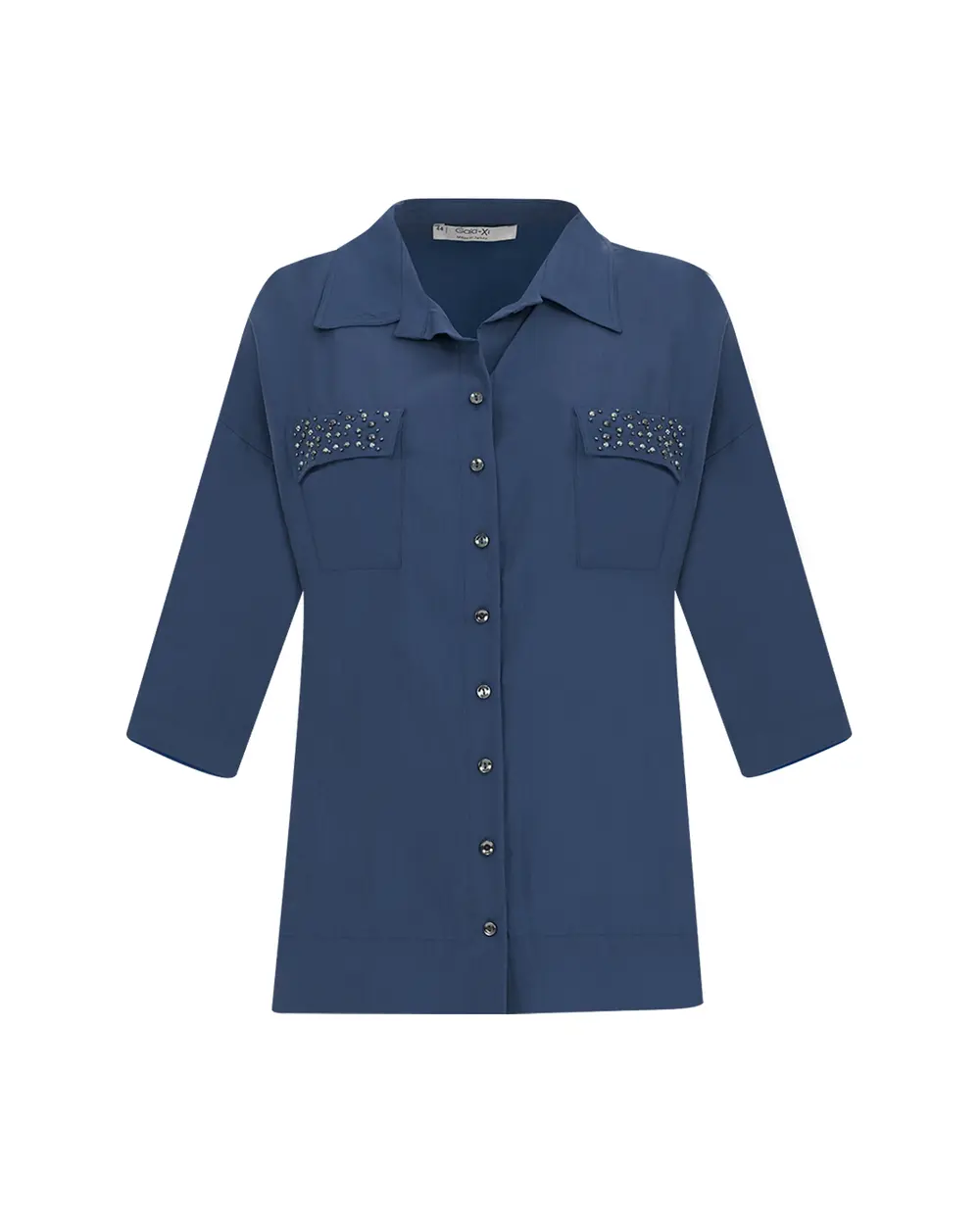 Plus Size Stone Embroidered Shirt