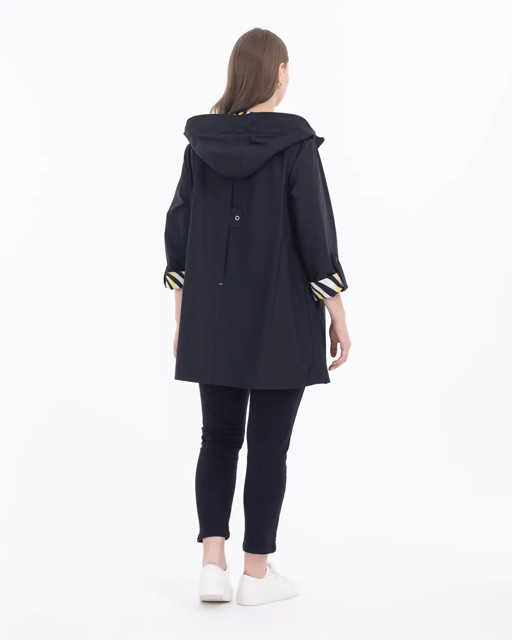 Plus Size Hooded Collar Sports Trench Coat