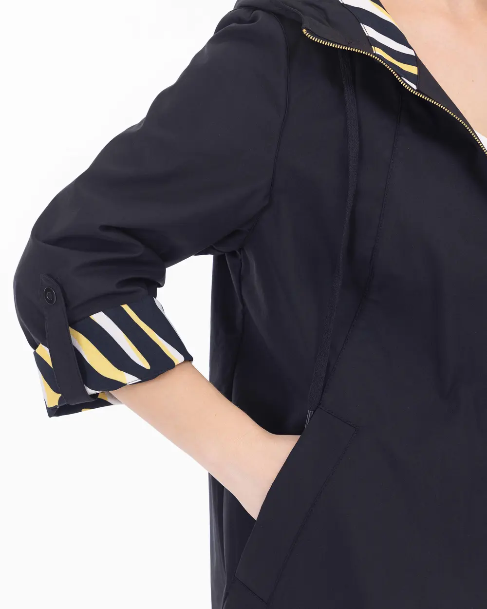 Plus Size Hooded Collar Sports Trench Coat
