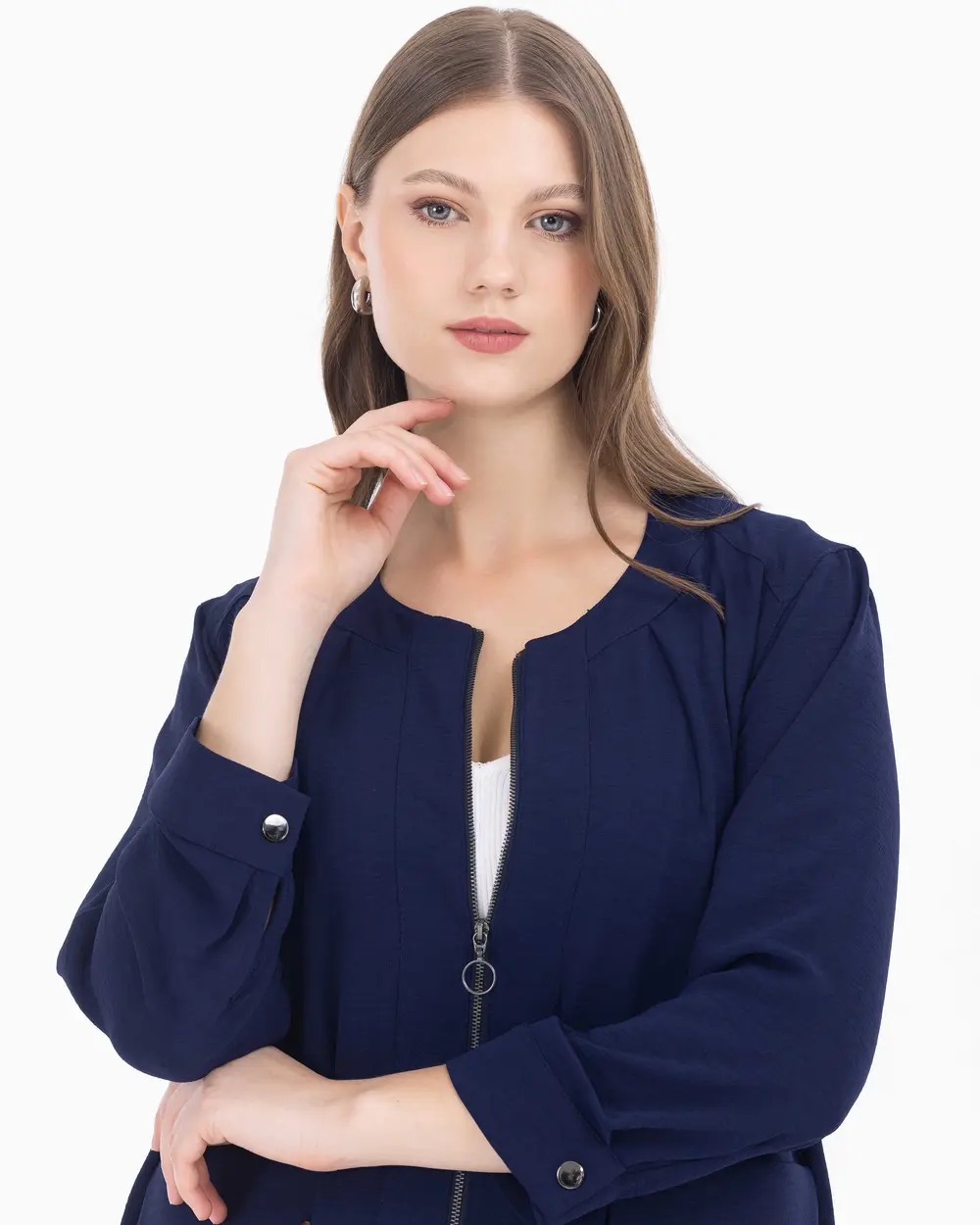 Large Size Woven Fabric Zipper Jacket