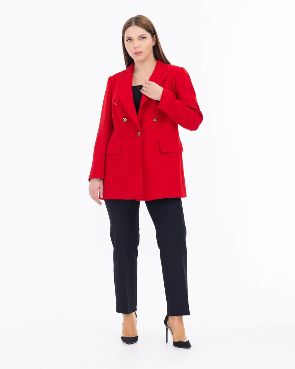 Büyük Beden Düğme Detaylı Blazer Ceket