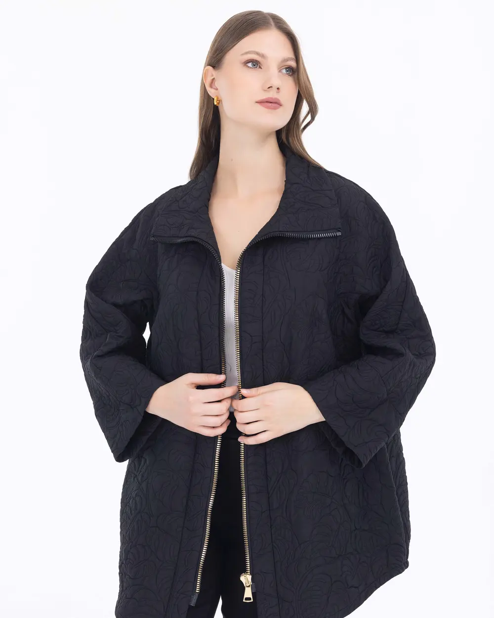 Plus Size Stand Collar Jacket