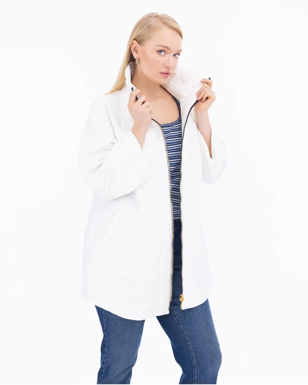 Plus Size Stand Collar Jacket