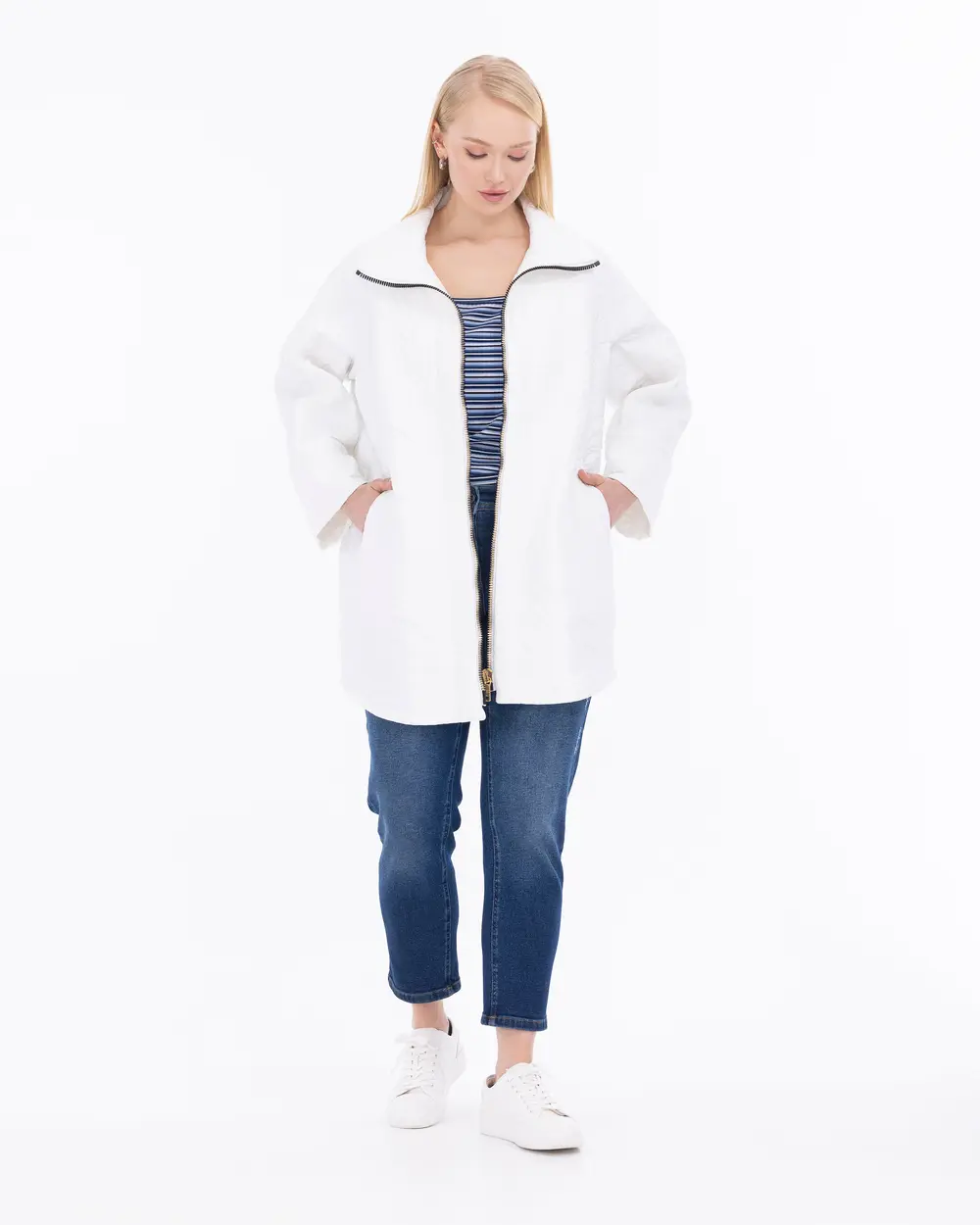 Plus Size Stand Collar Jacket