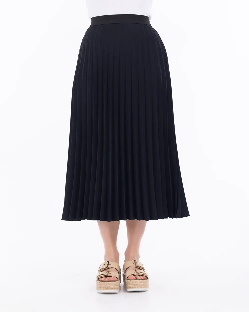 Plus Size Pleated Midi Skirt