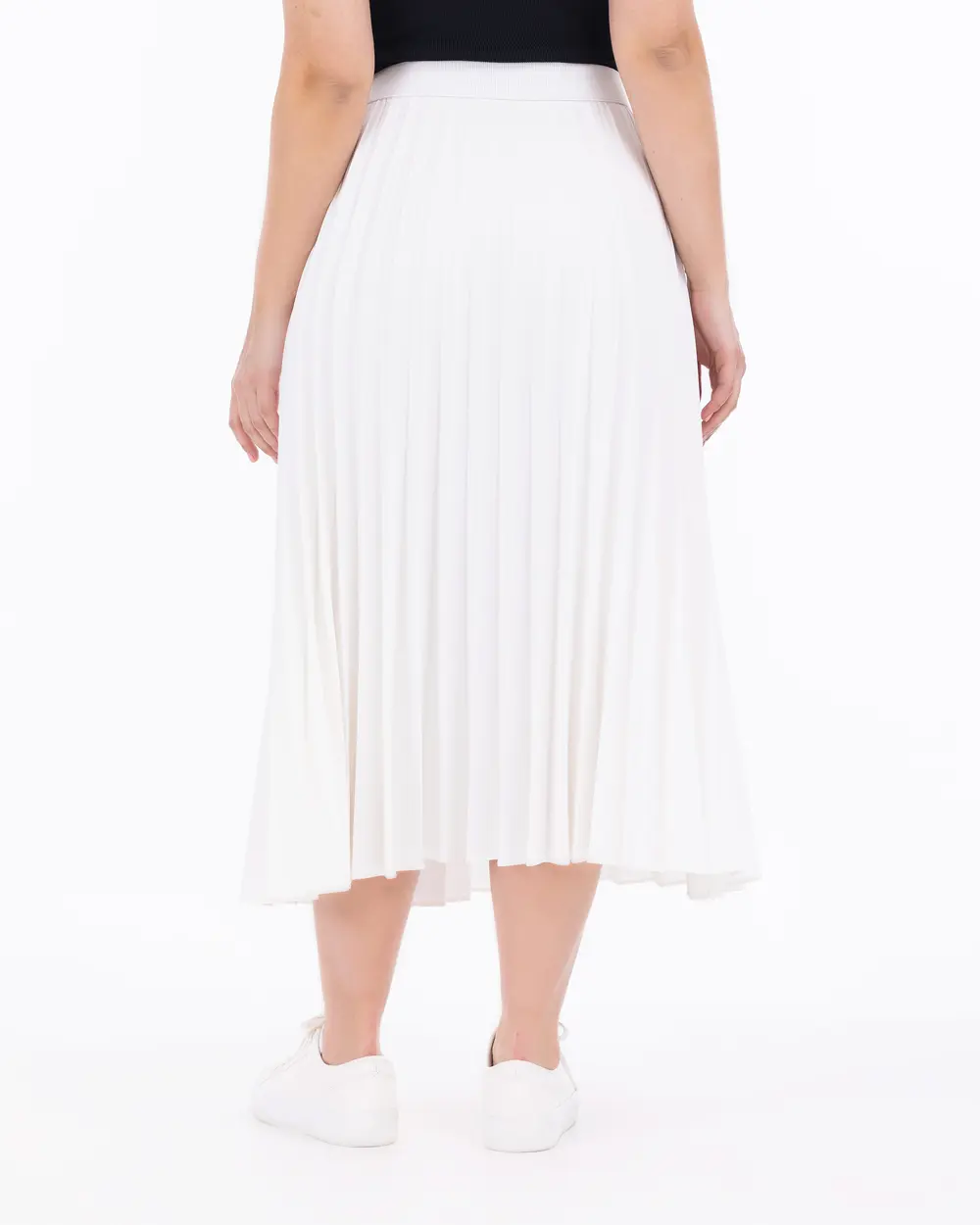 Plus Size Pleated Midi Skirt