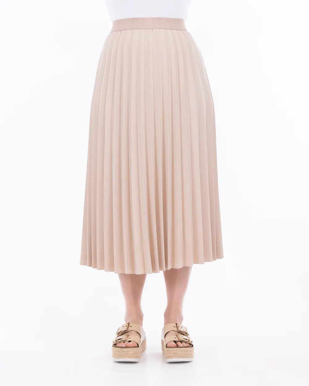 Plus Size Pleated Midi Skirt