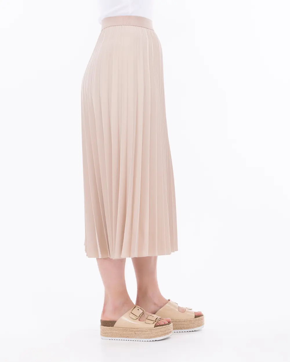 Plus Size Pleated Midi Skirt