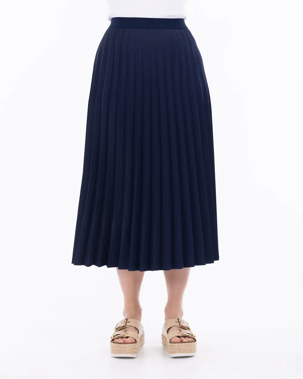 Plus Size Pleated Midi Skirt