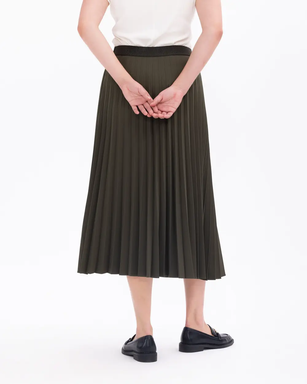 Plus Size Pleated Midi Skirt