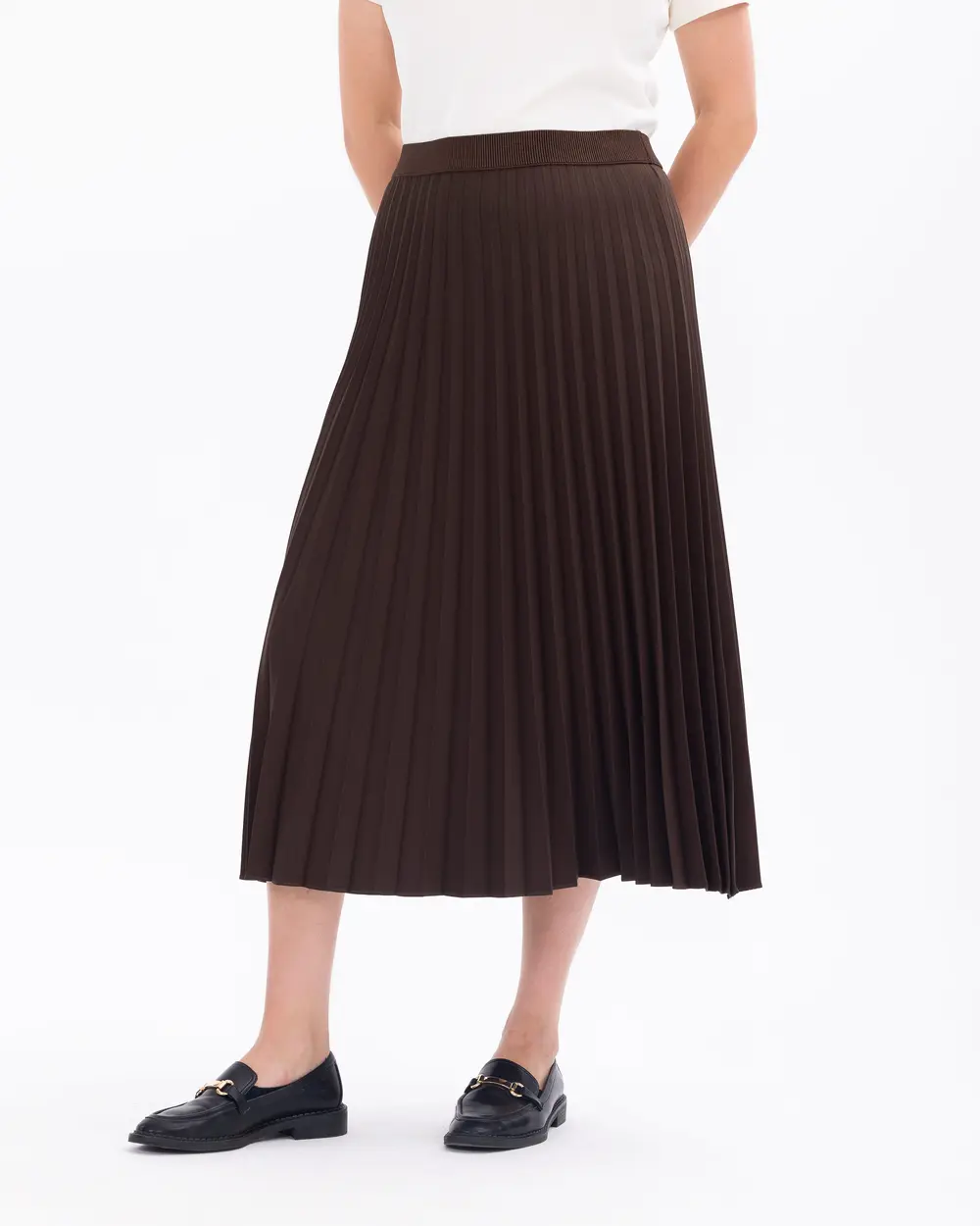 Plus Size Pleated Midi Skirt
