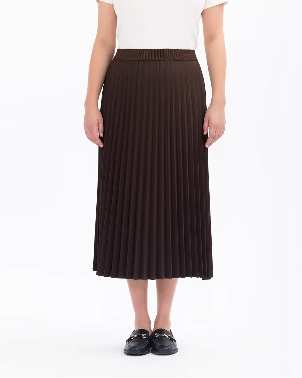 Plus Size Pleated Midi Skirt