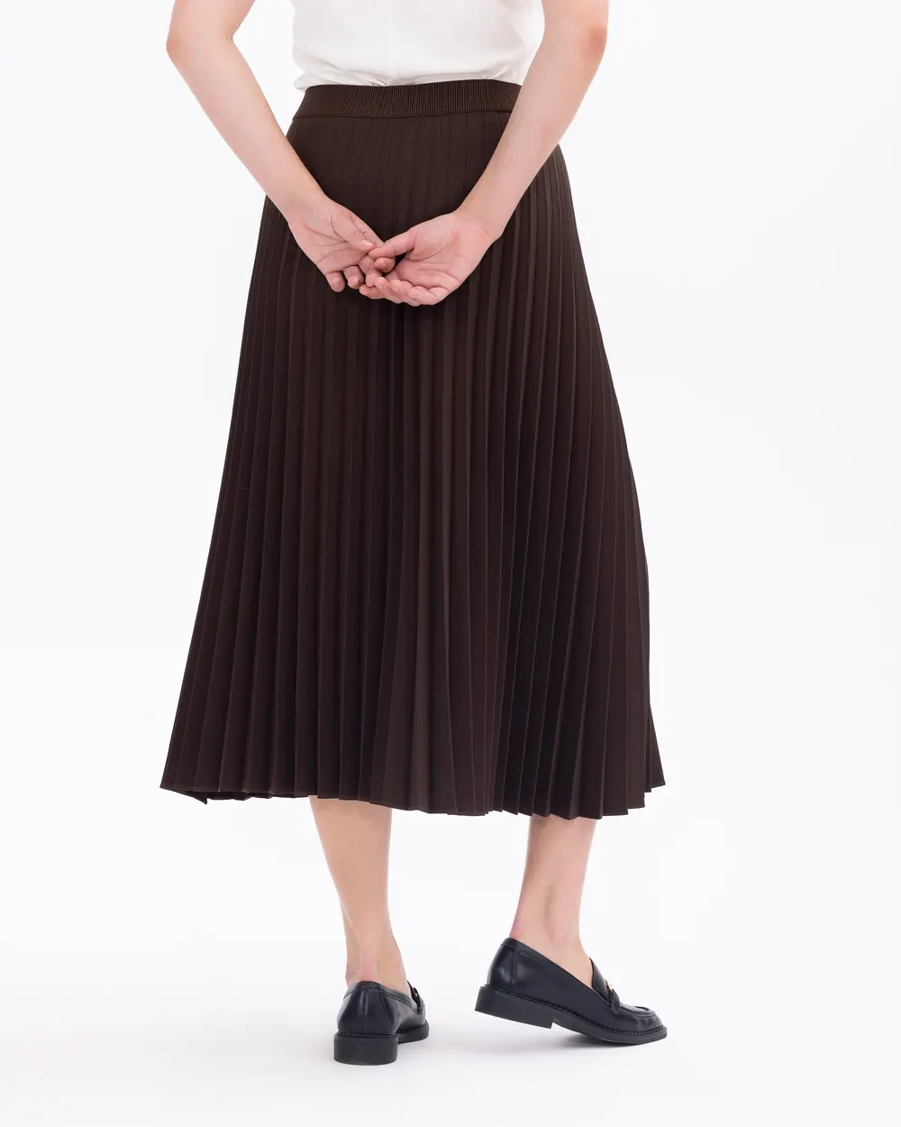 Plus Size Pleated Midi Skirt