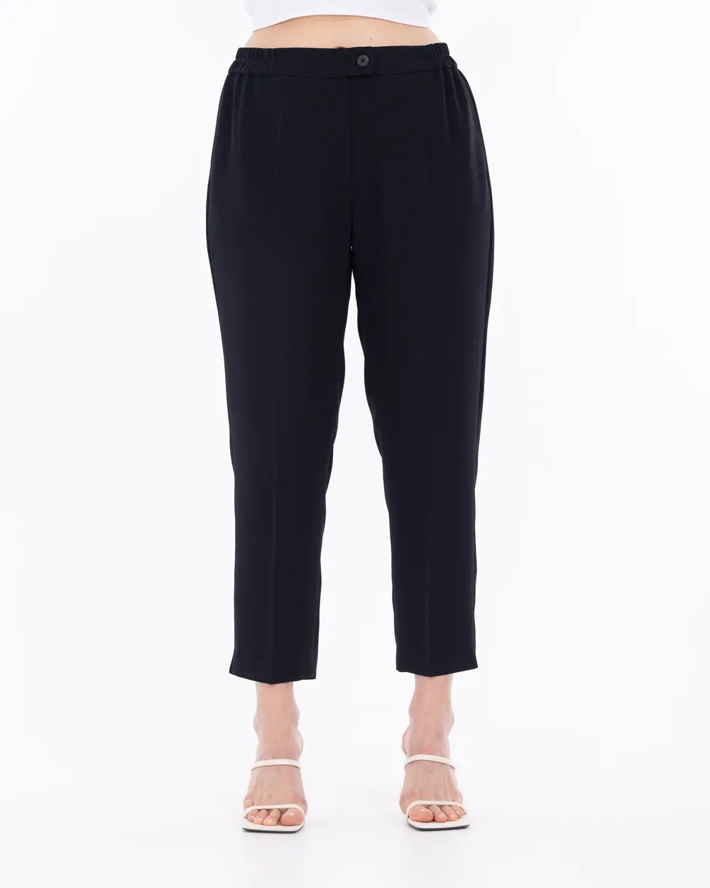Plus Size Carrot Cut Ankle Length Trousers