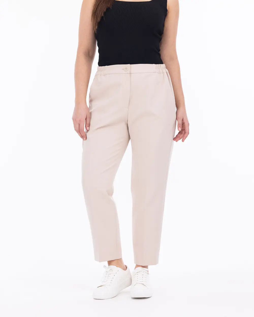 Plus Size Carrot Cut Ankle Length Trousers