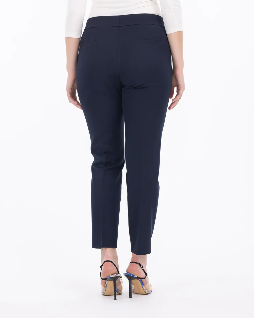 Plus Size Ankle Length Pocketed Trousers