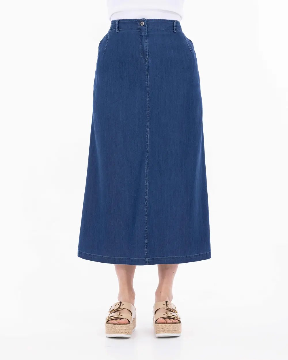 Plus Size Elastic Waist Jean Skirt