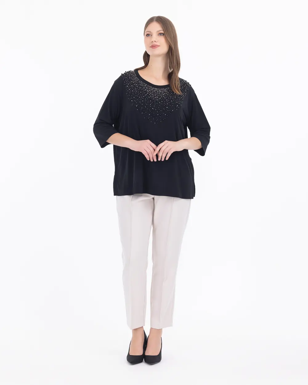 Plus Size Pearl Detailed Blouse