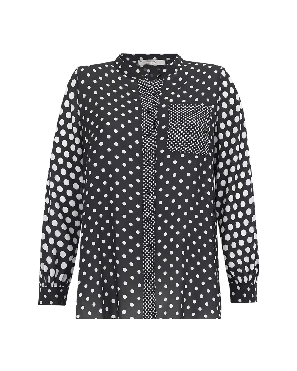 Büyük Beden Şifon Puantiyeli Şık Gömlek