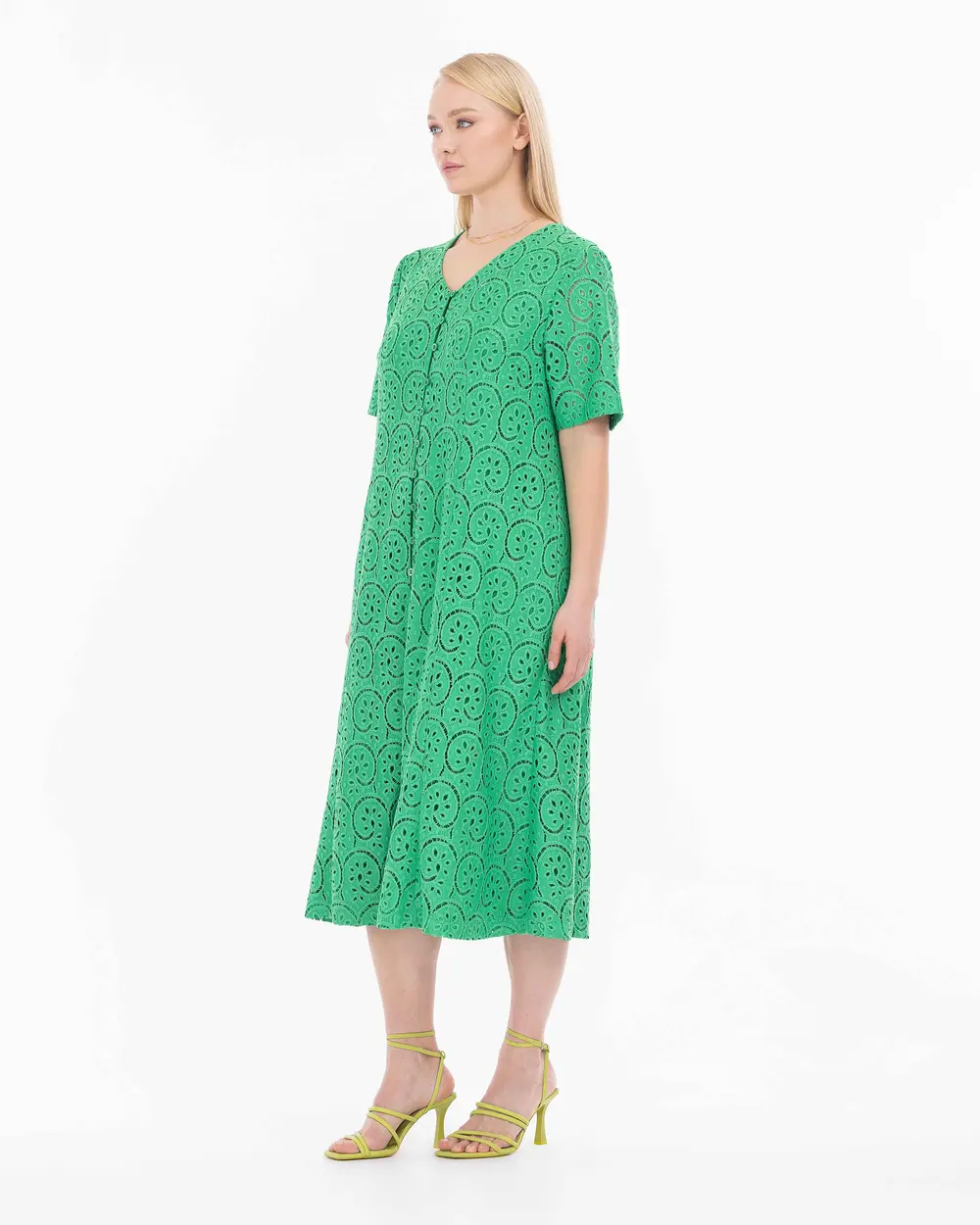 Büyük Beden Fistolu Midi Boy Elbise