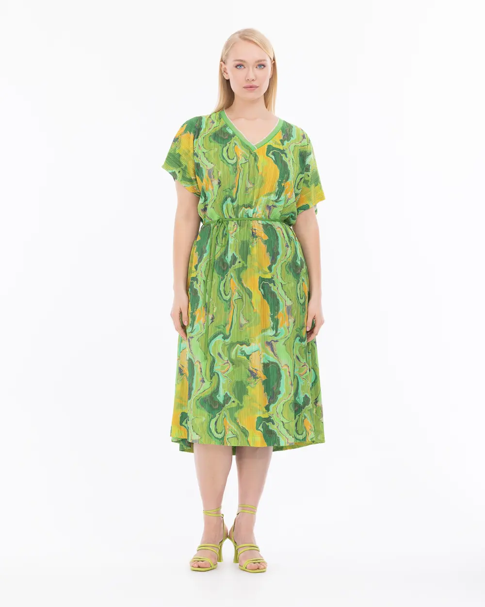 Plus Size Tie Dye Pattern Ribbed Dress