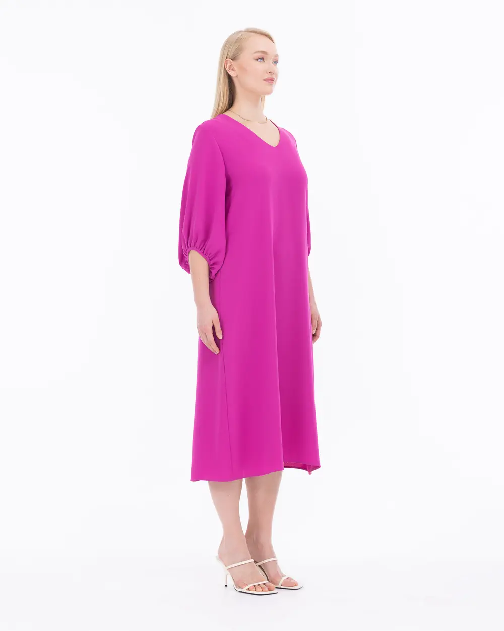Plus Size Midi Length Three Quarter Sleeve Dress