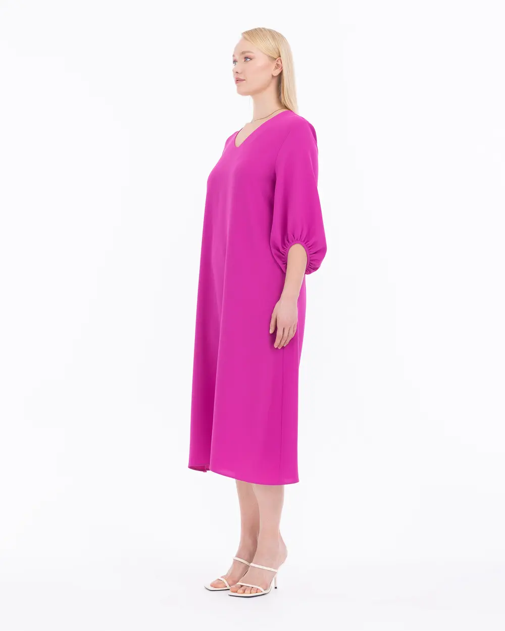 Plus Size Midi Length Three Quarter Sleeve Dress